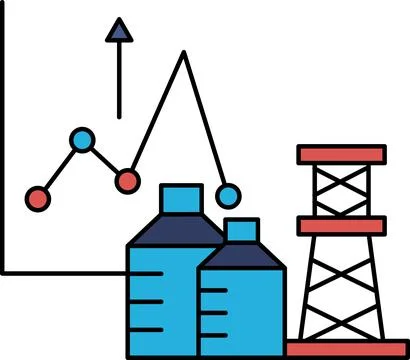 A graph with a line going up and a triangle on top of it Stock Illustration