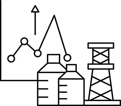 A graph with a line going up and a triangle on top of it Stock Illustration