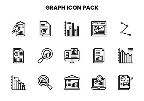 Graph Line Graphics Icons Pack 스톡 일러스트