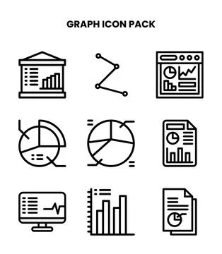Graph Line Graphics Icons Pack Illustrazione stock