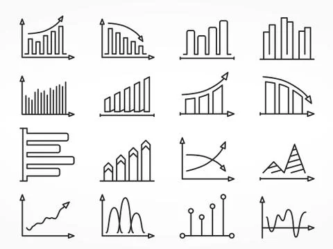 Graph Line Icons Set Illustrazione stock