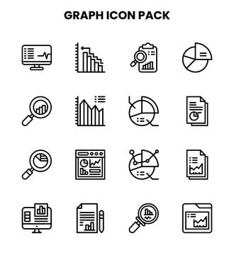 Graph Line Set Icons Pack 스톡 일러스트