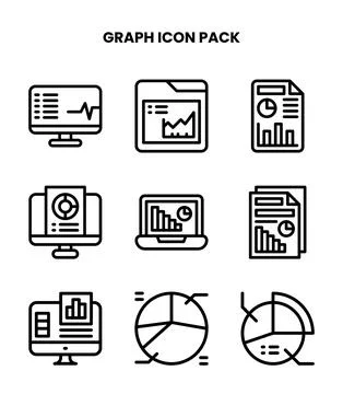 Graph Line Vector Icons Pack Stock Illustration