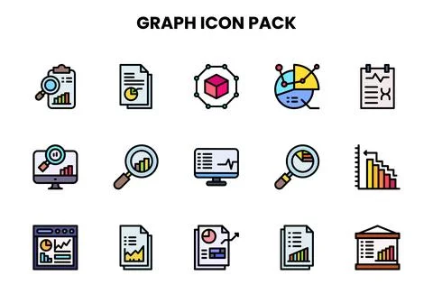 Graph Lineal Color Scalable Icons Pack 스톡 일러스트