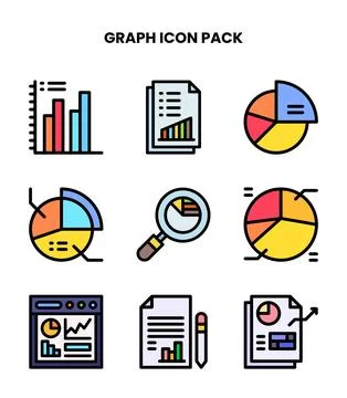 Graph Lineal Color Vector Icons Pack Illustrazione stock