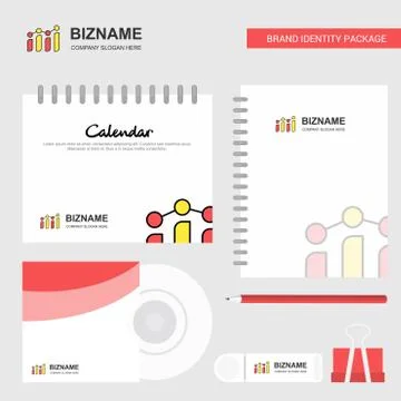 Graph Logo, Calendar Template, CD Cover, Diary and USB Brand Stationary Packa 스톡 일러스트