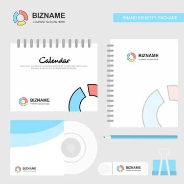 Graph  Logo, Calendar Template, CD Cover, Diary and USB Brand Stationary Pack 스톡 일러스트