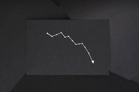 Graph loss failure decrease down black background Stock Photos