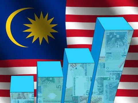 Graph with malaysian flag Illustrazione stock