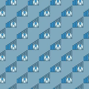 Graph with Man in Circle vector concept blue line seamless pattern 스톡 일러스트