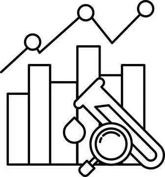 A graph with a microscope and a beaker on top of it Illustrazione stock