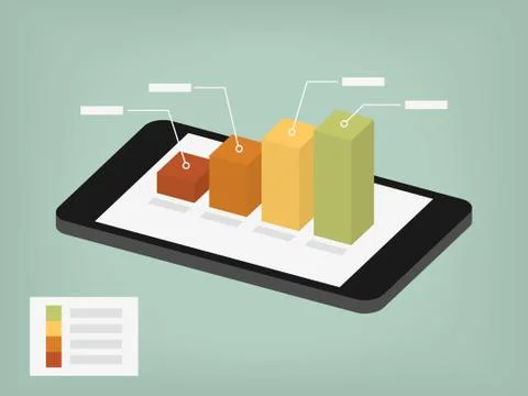 Graph on the mobile screen Stock Illustration