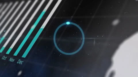 Graph with months and circular animation over dark background with grid lines Stock-Footage 306432938