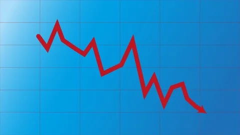 Graph moving down on chart as recession or  financial crisis. Video stock 123720806