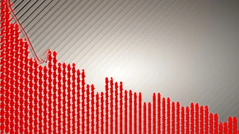 Graph moving down on chart as recession or financial crisis 3d animation Stock Footage 130820201