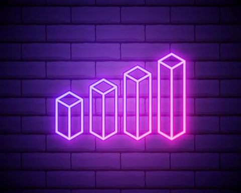 Graph neon icon. Glowing vector graphic illustration sign for website. Busine Illustrazione stock