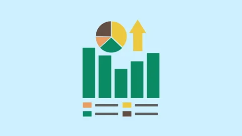 Graph or chart visualizing data trends 2d with alpha matte Video stock 336039228