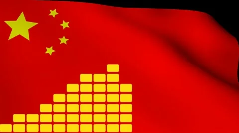 Graph over rippling Chinese flag animation Stock Footage 10762945