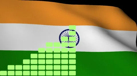 Graph over rippling Indian flag animation Stock Footage 10763000