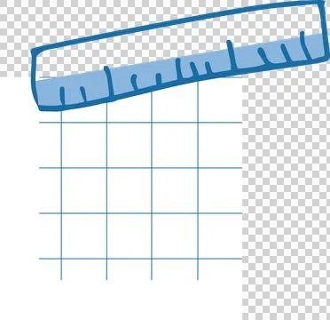 Graph paper and ruler are lying diagonally in sketch-like flat illustration, Stock Illustration