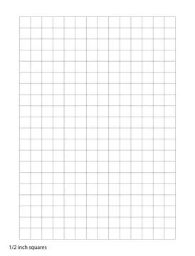 Graph Paper half inch squares printable template A4 notebook format. Graph gr Stock Illustration