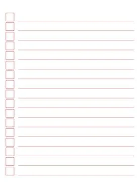 Graph paper. Printable To do list with check boxes, checklist, grid paper with Illustrazione stock