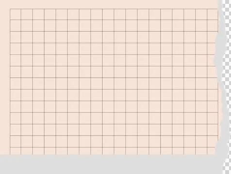Graph paper sheet is featuring flat grid, torn right edge and grey band, Illustrazione stock