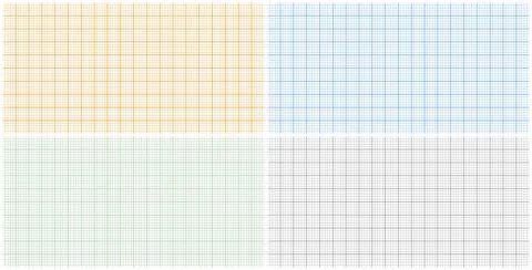 Graph paper sheets with grid. Millimeter paper texture, geometric pattern Stock Illustration