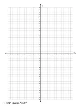 Graph Paper XY Axis quarter inch squares printable template A4 notebook forma Stock Illustration