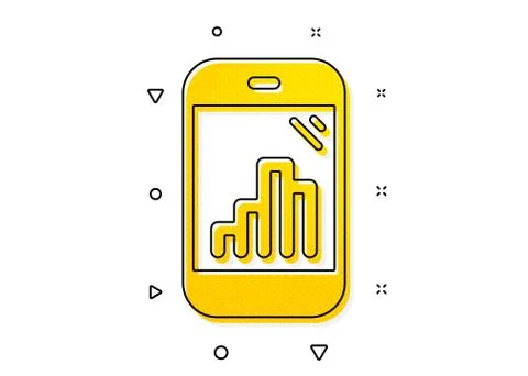 Graph phone icon. Column chart sign. Vector Stock Illustration