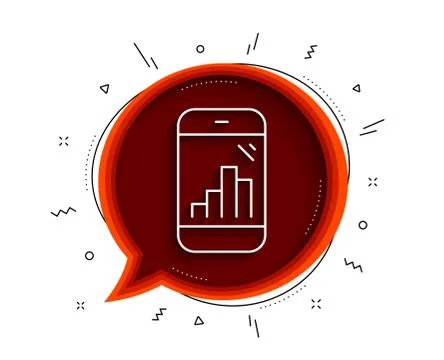 Graph phone line icon. Column chart sign. Vector Stock Illustration