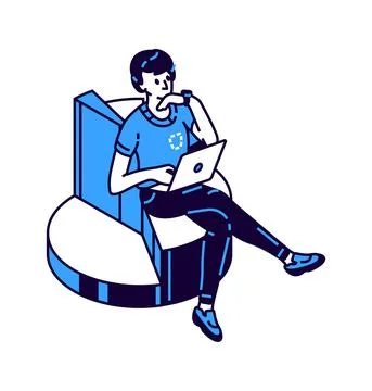 Graph, pie chart isometric vector icon Stock Illustration