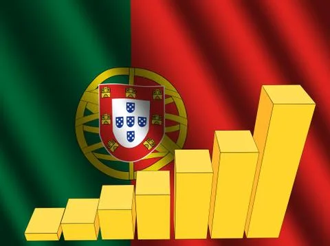 Graph on portuguese flag Illustrazione stock