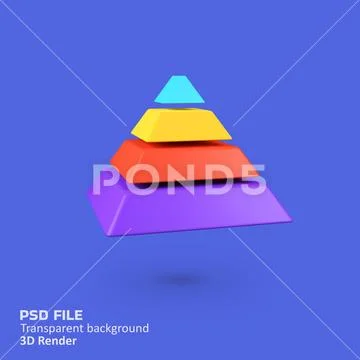 Graph A pyramid isolated 3d render icon illustration PSD Template