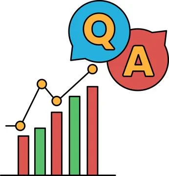 A graph with a question mark and an A above it Stock Illustration