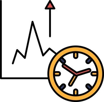 A graph with a red arrow pointing upwards Stock Illustration