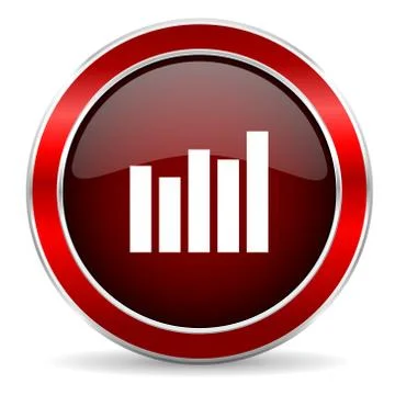Graph red circle glossy web icon, round button with metallic border イラスト素材