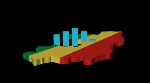 Graph on Republic of Congo map flag animation Stock Footage 23958663