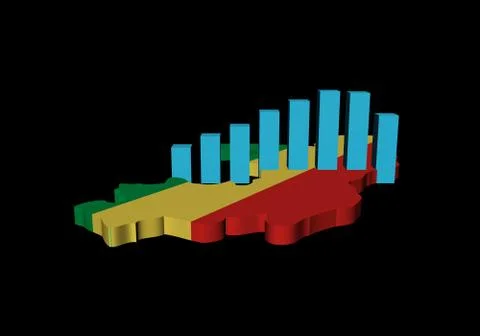 Graph on republic of congo map flag illustration Illustrazione stock