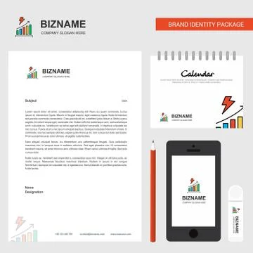 Graph rising Business Letterhead, Calendar 2019 and Mobile app design vector  스톡 일러스트