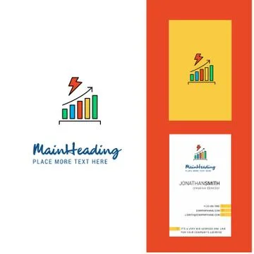 Graph rising Creative Logo and business card. vertical Design Vector Stock Illustration