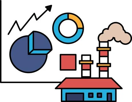 A graph with a rising line and a circle with a triangle on it Stock Illustration