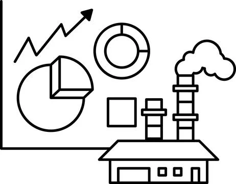 A graph with a rising line and a circle with a triangle on it Stock Illustration