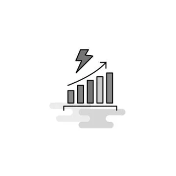 Graph rising Web Icon. Flat Line Filled Gray Icon Vector Stock Illustration