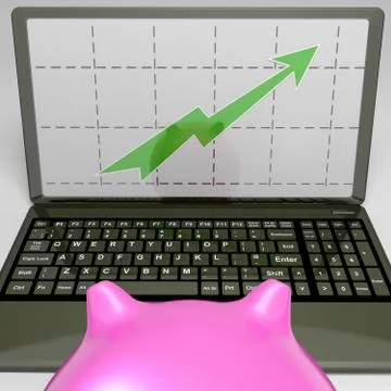 Graph on screen shows growing profits diagram Stock Illustration