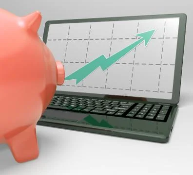 Graph on screen shows turnover and progress Stock Illustration