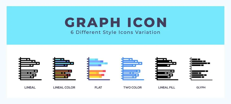 Graph set of icons. Vector illustration with different styles. Stock Illustration