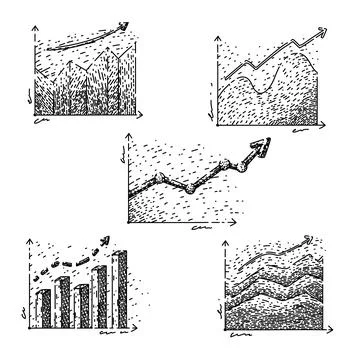 Graph set sketch hand drawn vector Stock Illustration