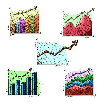 Graph set sketch hand drawn vector Stock Illustration