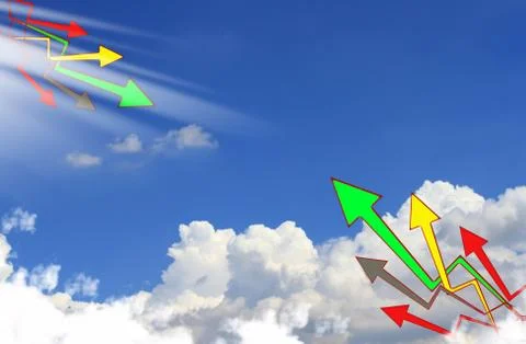 Graph show different direction by high move to the sky Stock Photos